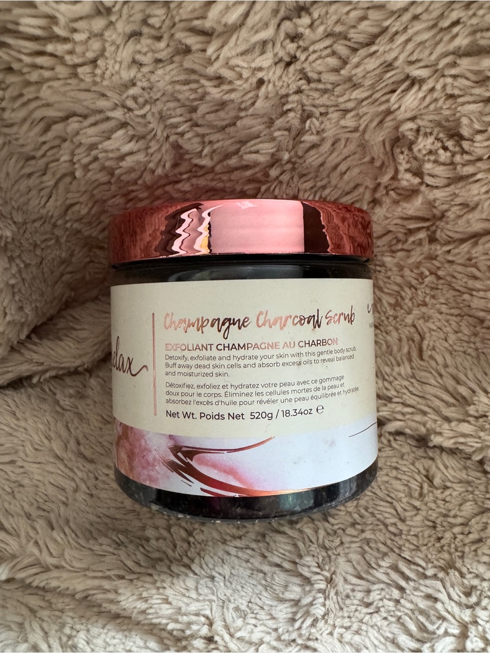 Champagne Charcoal Body Scrub - Pink Rose Gold Lid